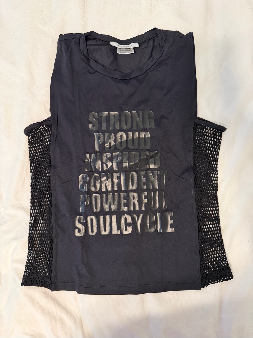 soulcycle Black Mesh-Side Motivational Tank